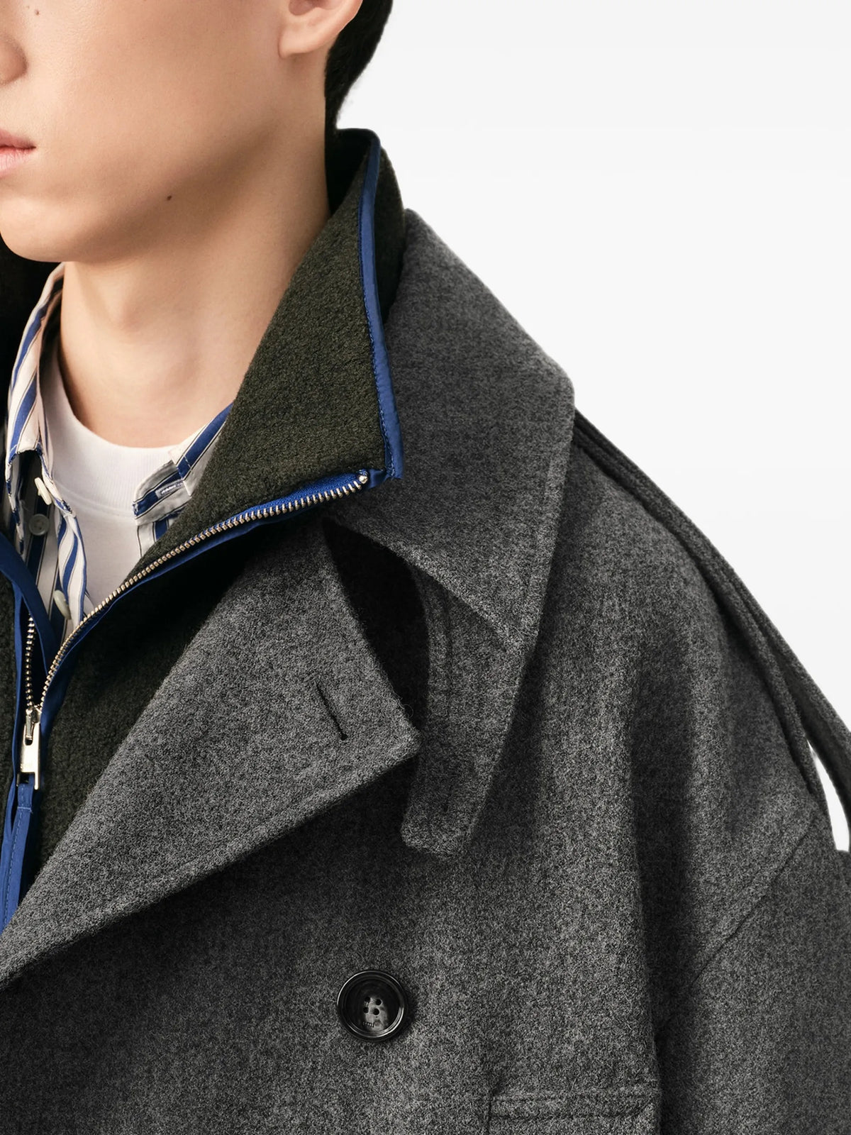 AMI Paris wool trench coat coloris Grey - vue 7