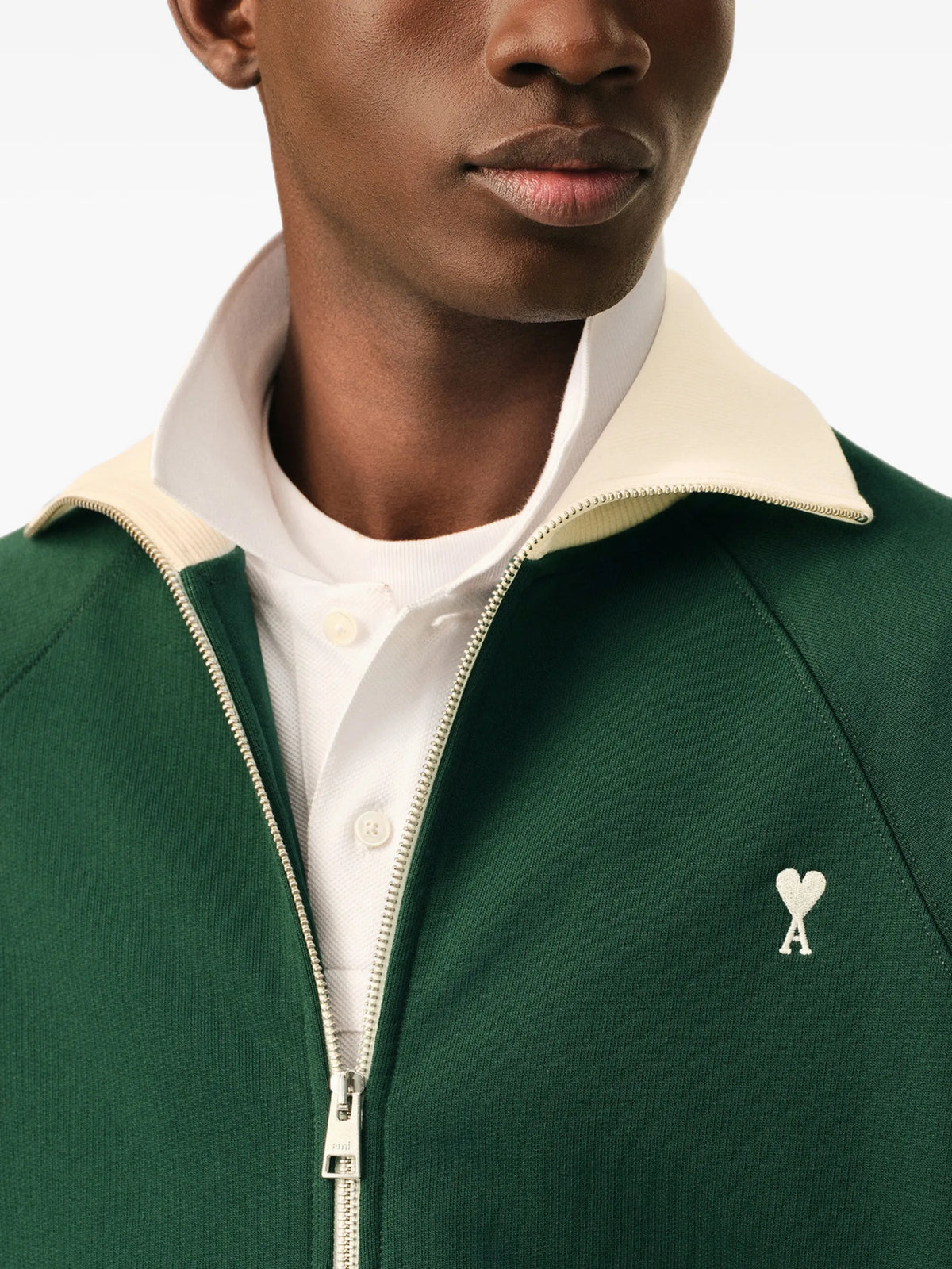 AMI Paris Zipped cotton sweatshirt with Ami de Coeur coloris Green - vue 7