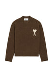 AMI Paris Crewneck alpaca sweater with Ami de Coeur coloris Brown