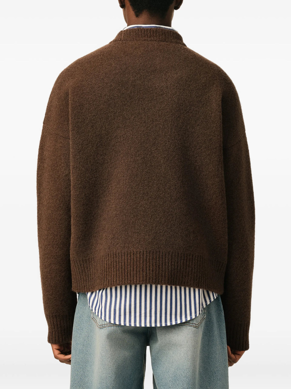AMI Paris Crewneck alpaca sweater with Ami de Coeur coloris Brown - vue 5