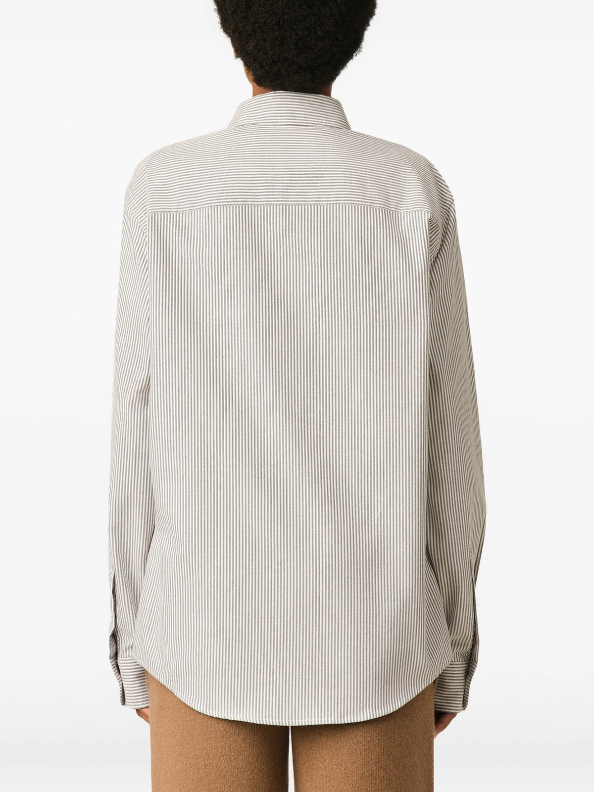 AMI Paris Striped cotton shirt with Ami de Coeur coloris White - vue 6