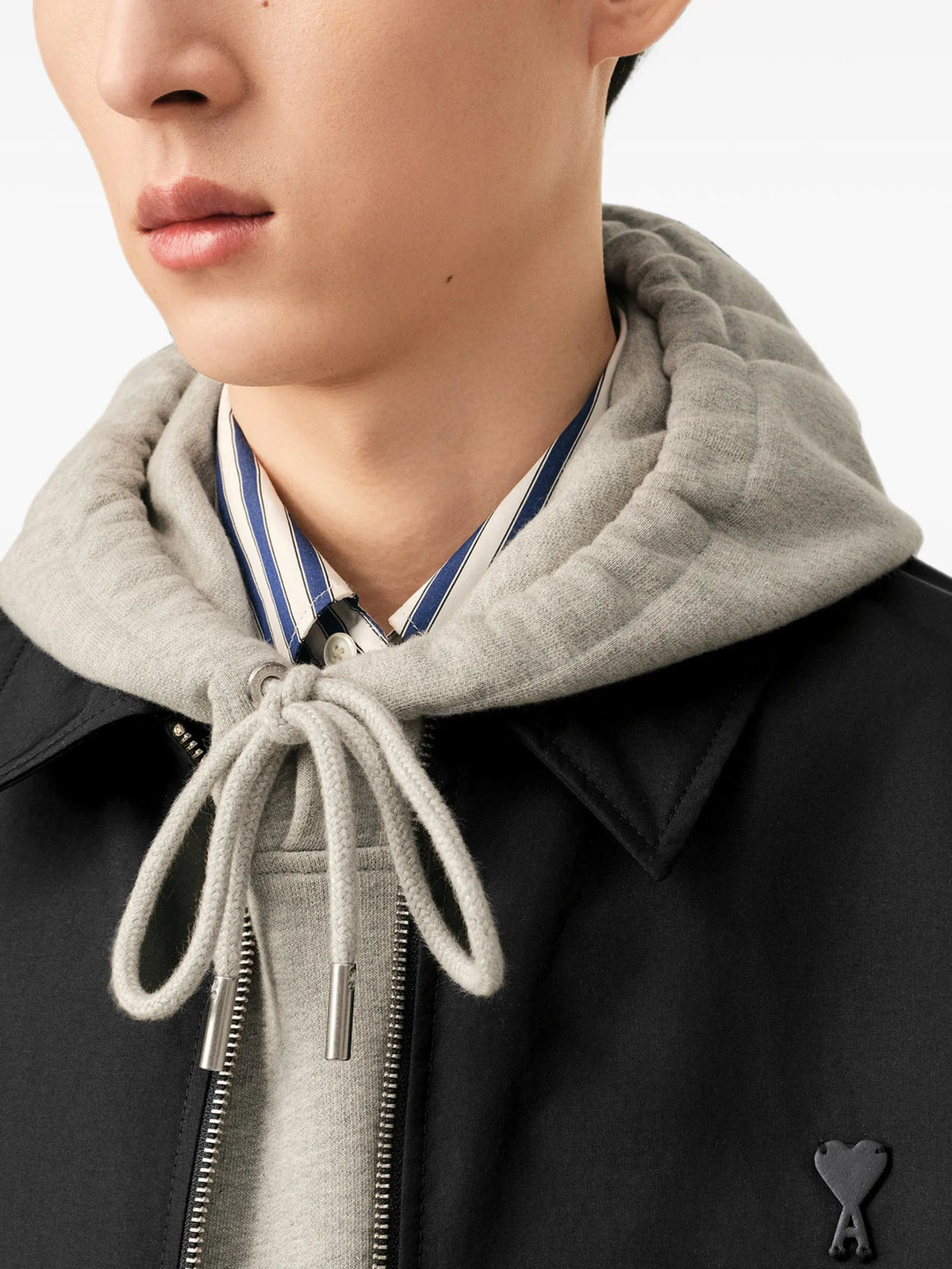 AMI Paris nylon jacket with Ami de Coeur coloris Black - vue 5