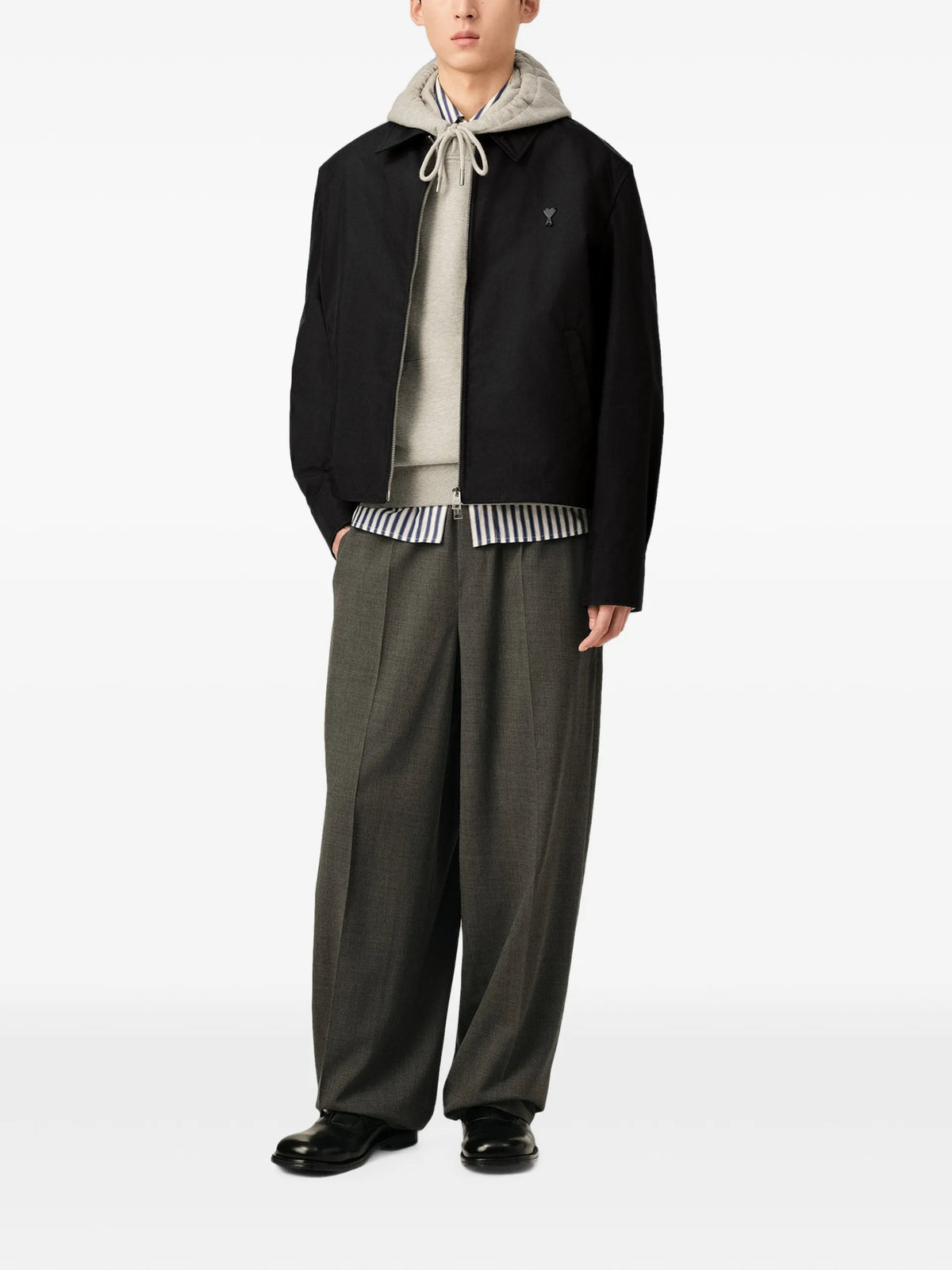 AMI Paris nylon jacket with Ami de Coeur coloris Black - vue 2