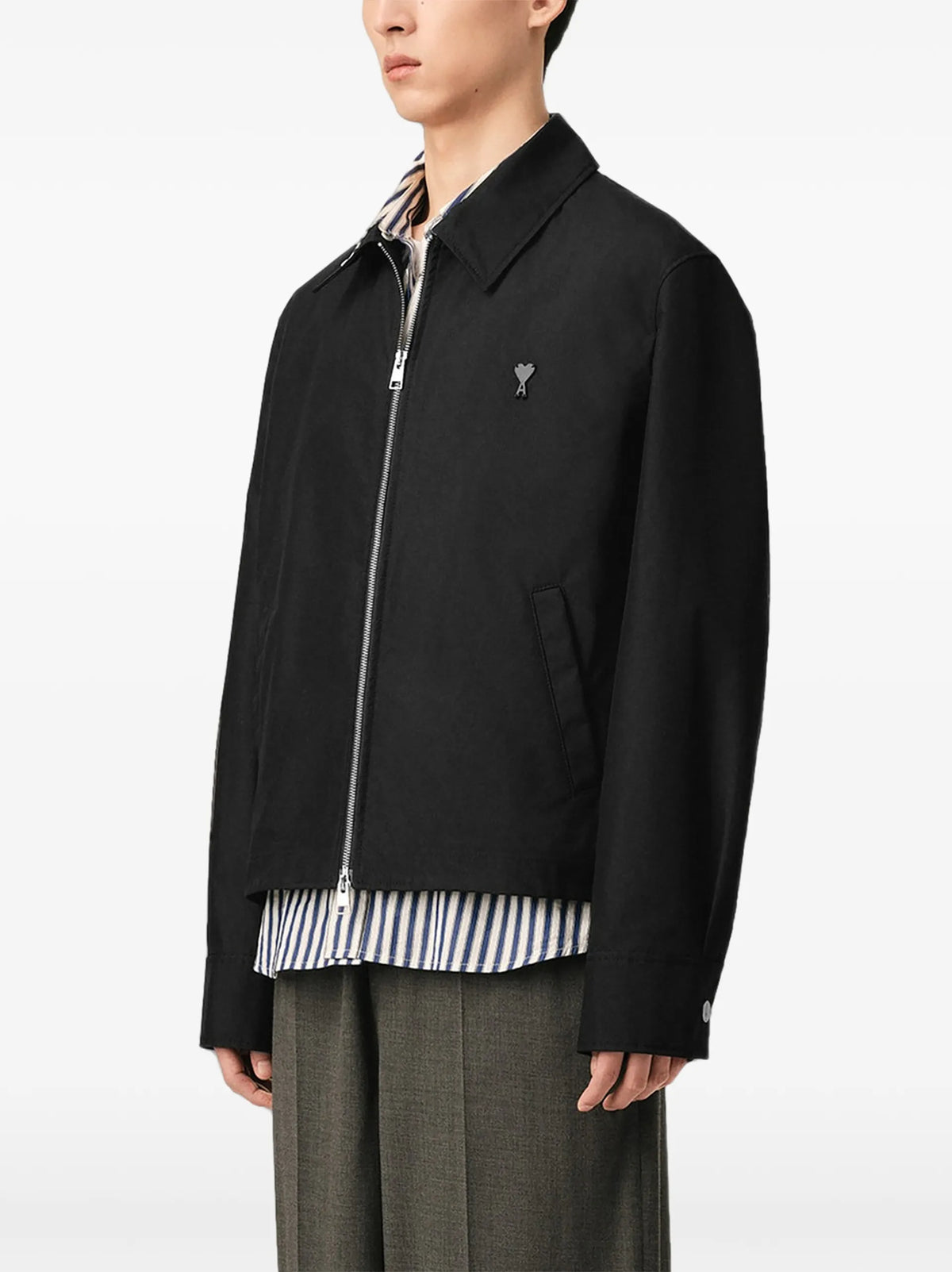 AMI Paris nylon jacket with Ami de Coeur coloris Black - vue 3