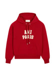 AMI Paris logo-print raglan-sleeve hoodie coloris Red