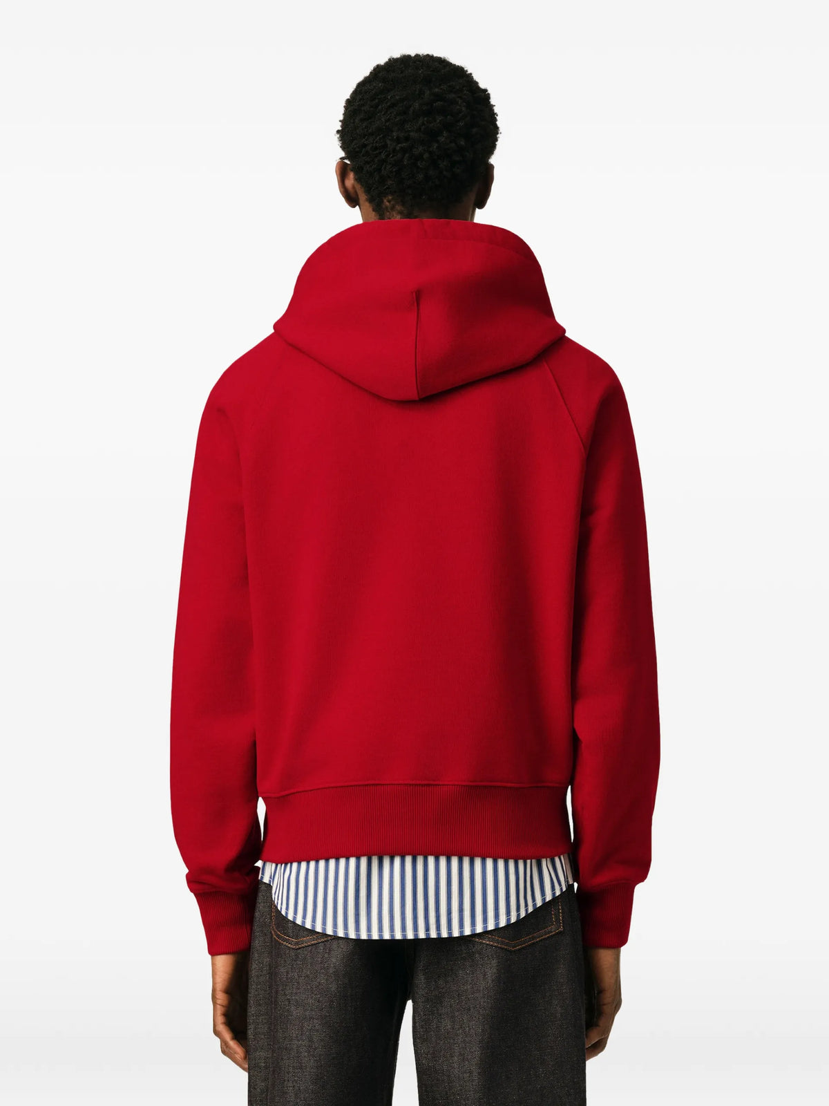 AMI Paris logo-print raglan-sleeve hoodie coloris Red - vue 5