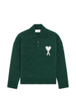 AMI Paris green alpaca polo with Ami de Coeur coloris Green