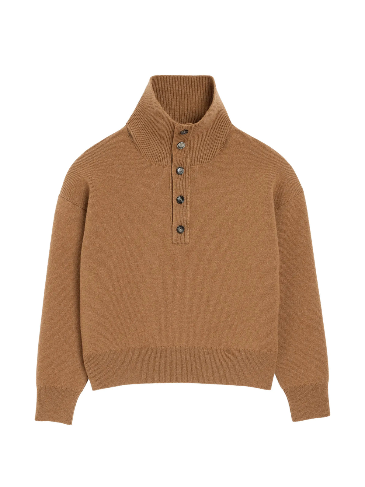 AMI Paris High buttoned collar wool sweater coloris Brown
