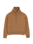 AMI Paris High buttoned collar wool sweater coloris Brown