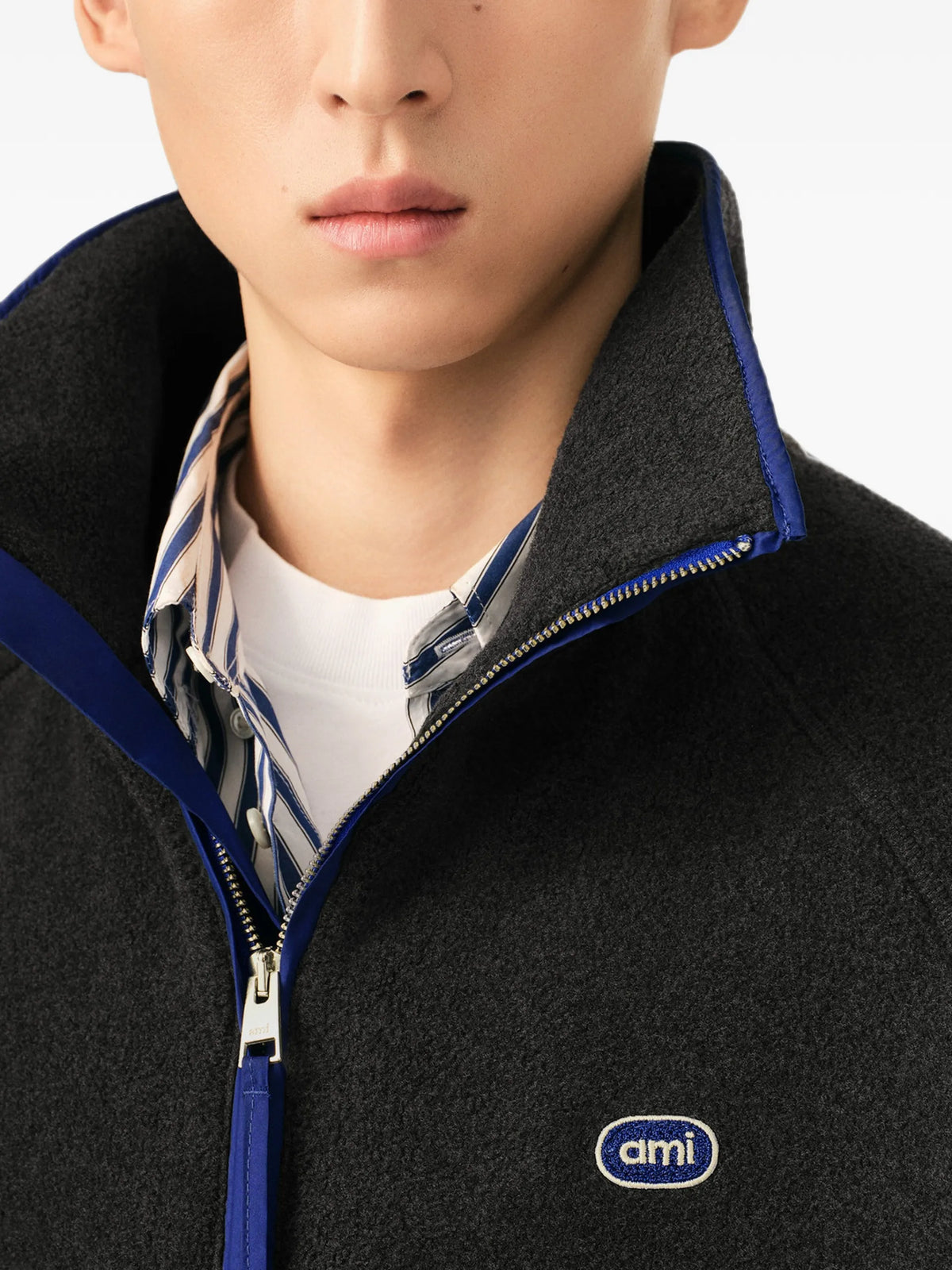 AMI Paris Fleece vareuse with Ami patch coloris Grey - vue 7