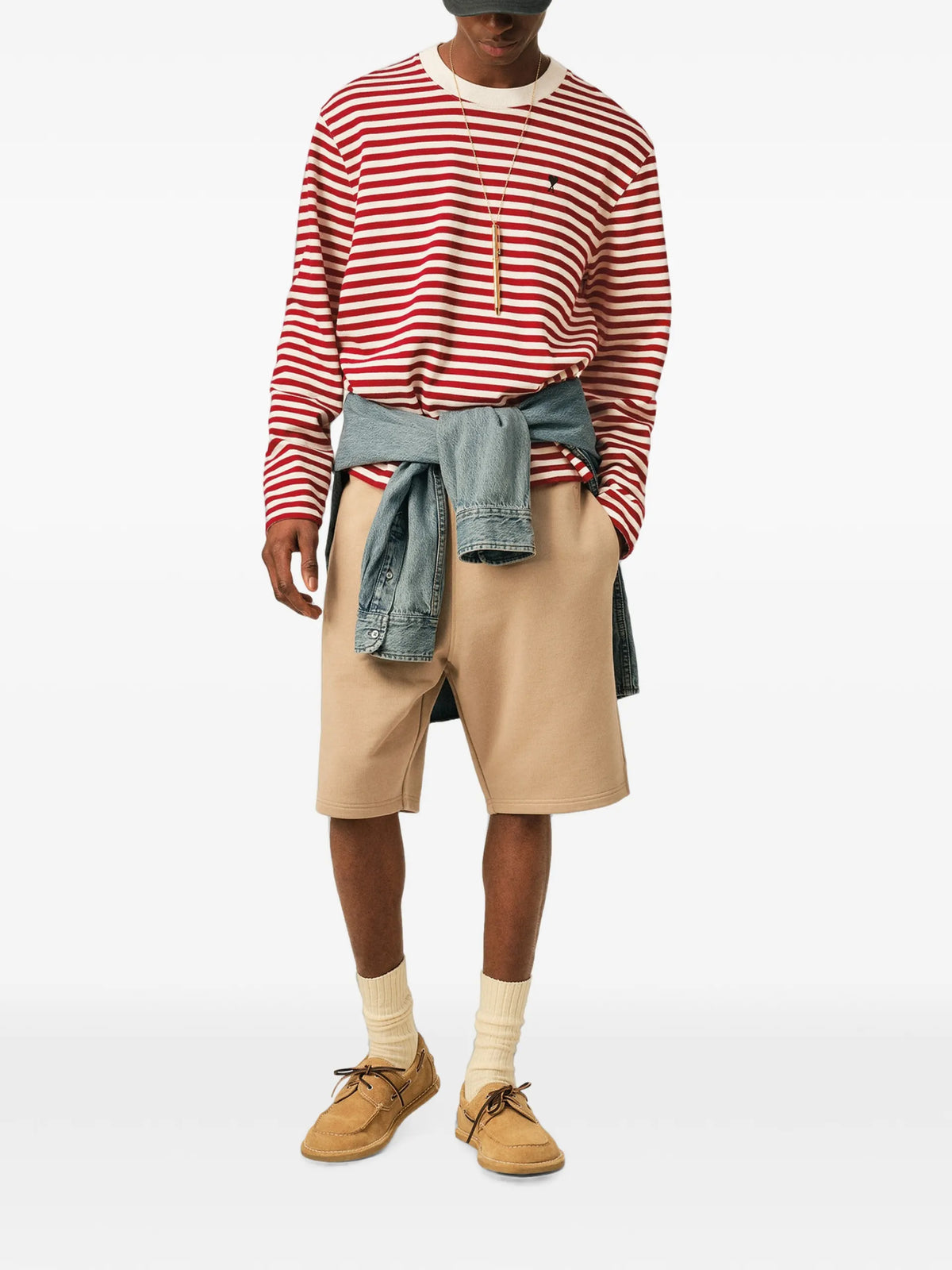 AMI Paris Mariniere Cotton T-shirt With Ami De Coeur