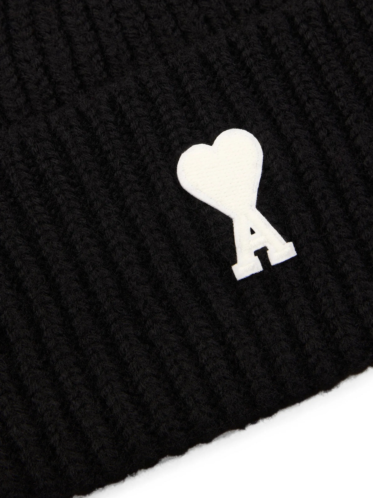 AMI Paris wool beanie with Ami de Coeur coloris Black - vue 3