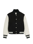 AMI Paris wool and leather padded teddy jacket with Ami Paris embroidery coloris Black