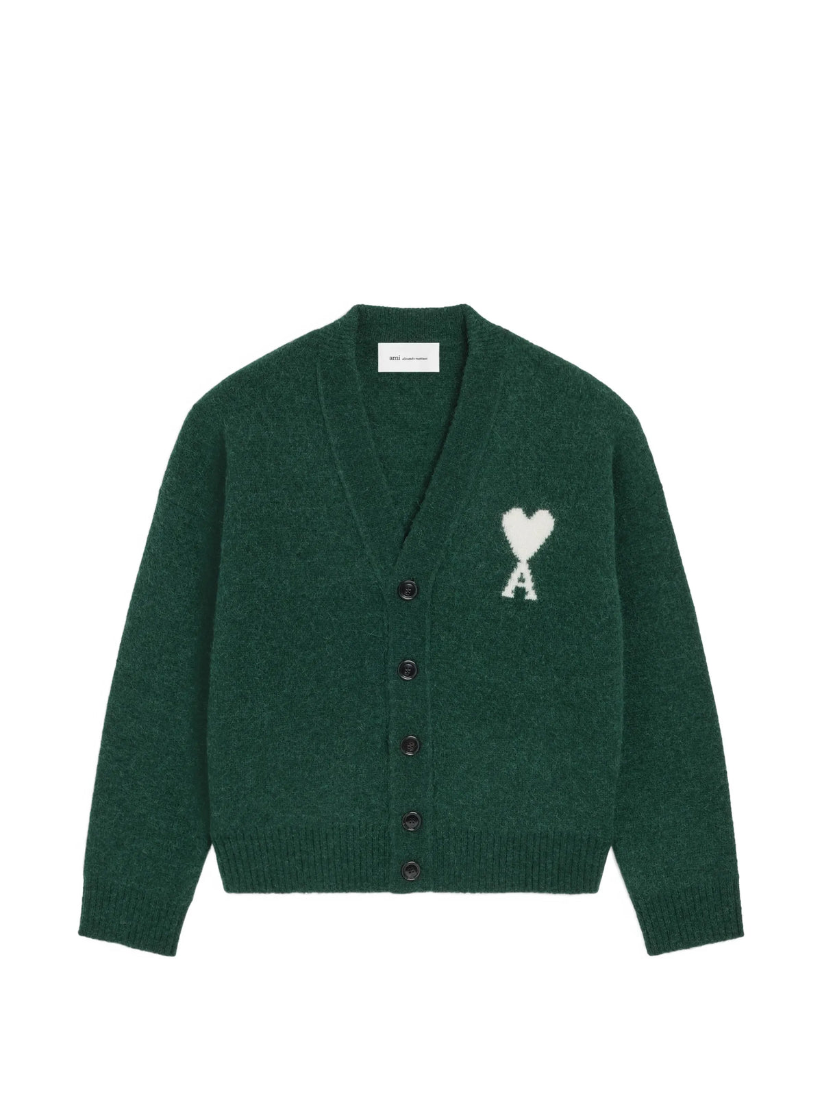 AMI Paris green alpaca cardigan with Ami de Coeur coloris Green