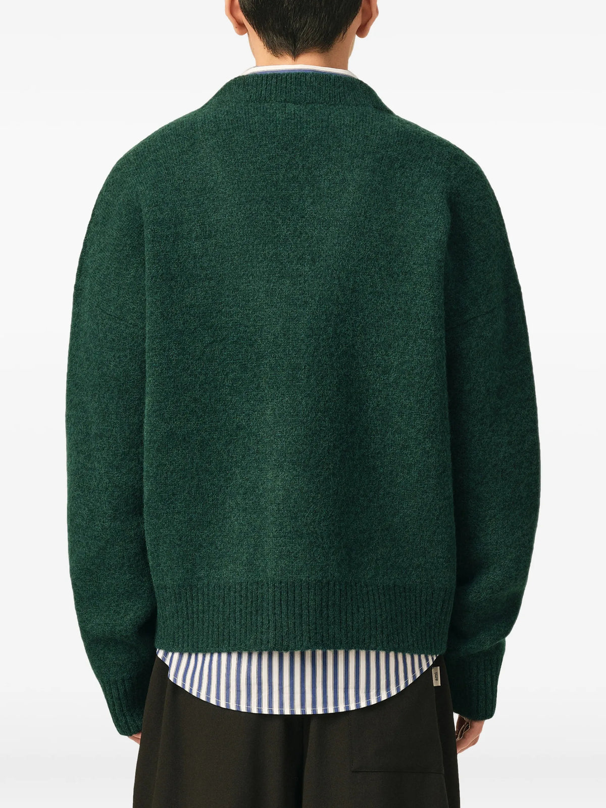 AMI Paris green alpaca cardigan with Ami de Coeur coloris Green - vue 5