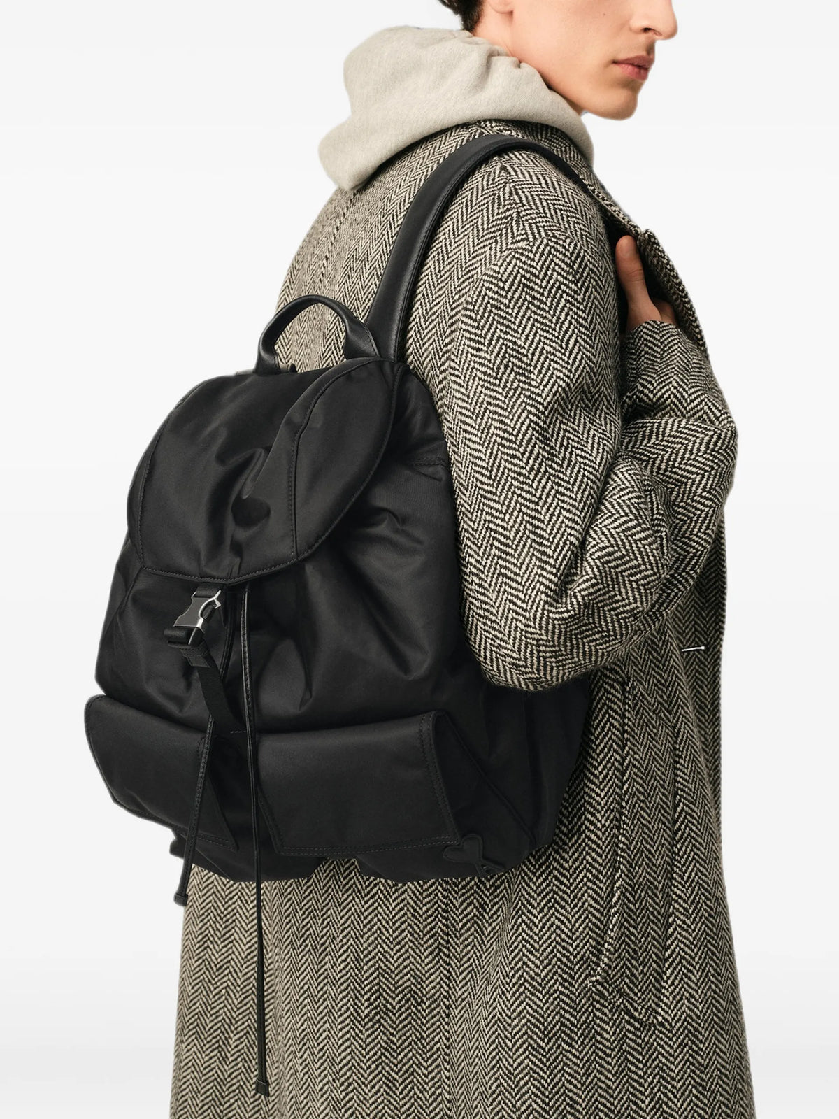AMI Paris Nylon Marcel Flap Backpack