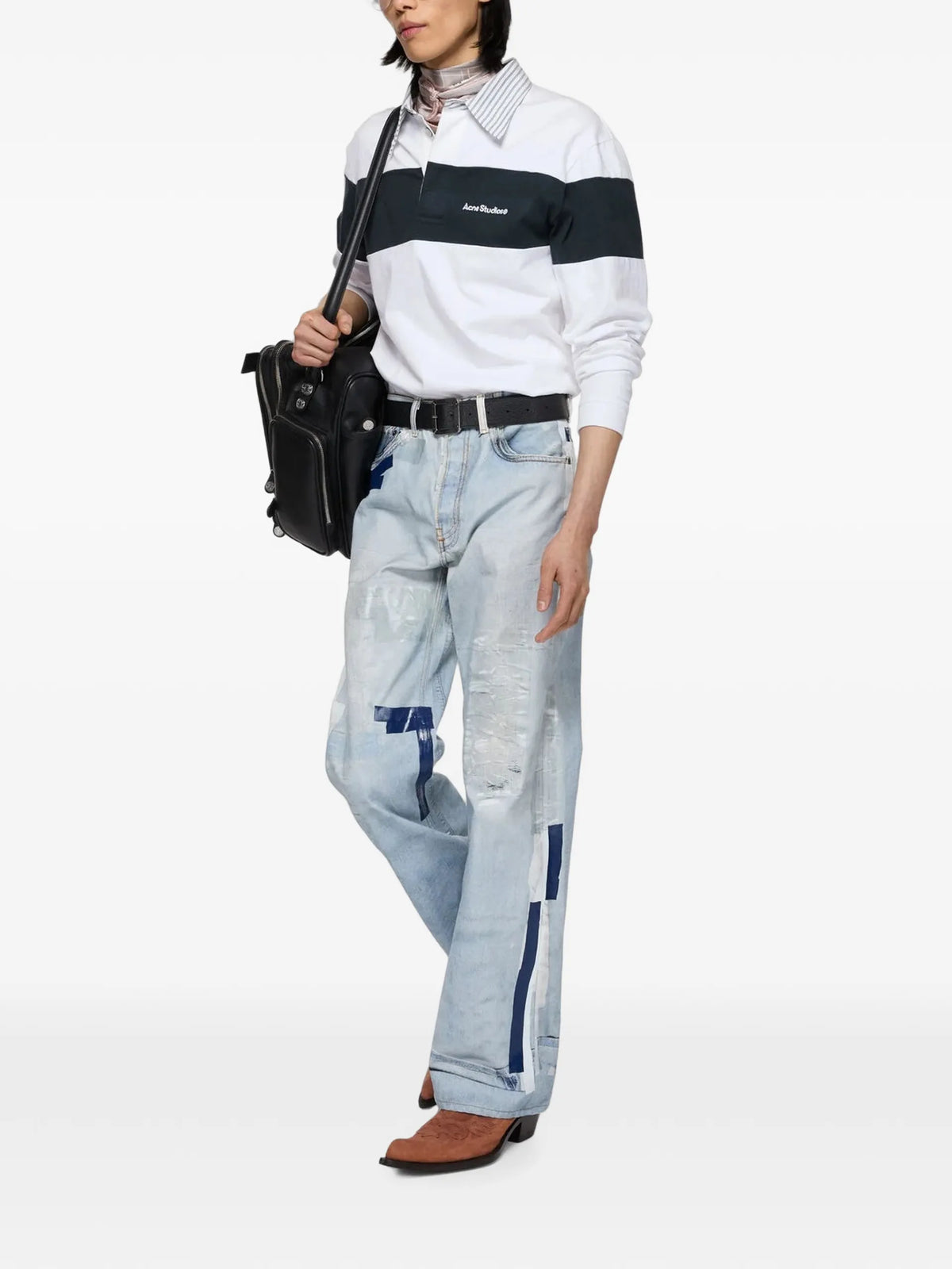 Acne Studios trompe-l'œil tape jeans - 1996M coloris Blue - vue 2