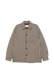 Drôle De Monsieur gingham-check slogan-print cotton overshirt coloris Neutrals