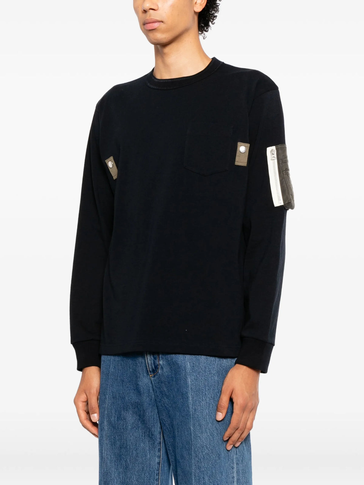 sacai utility-pocket long-sleeve T-shirt coloris Black - vue 3
