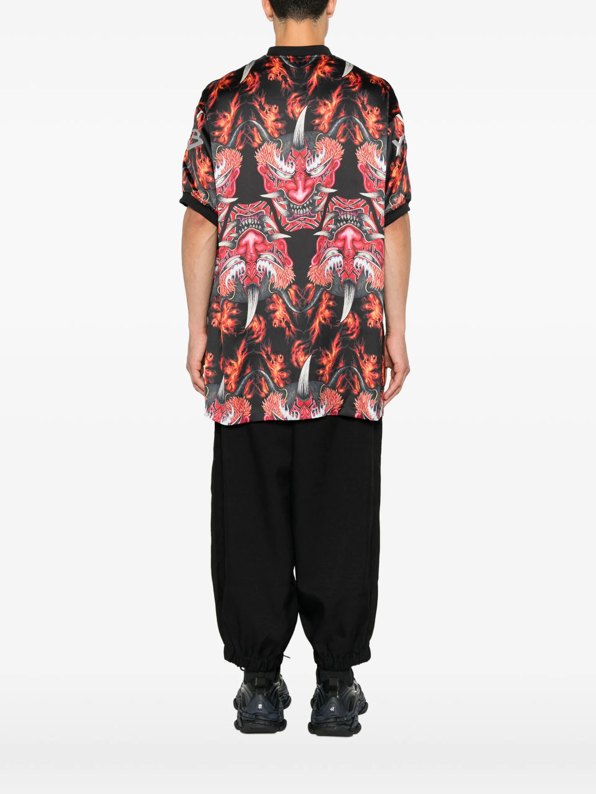 Y-3 Y-3 red satin graphic T-shirt coloris Black - vue 4