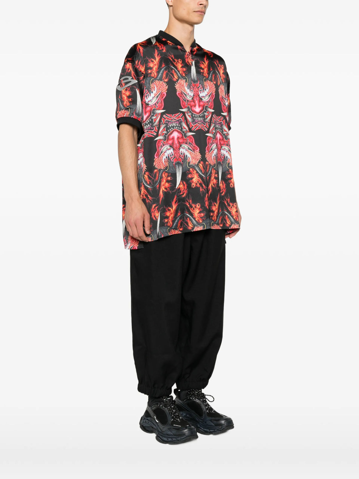 Y-3 Y-3 red satin graphic T-shirt coloris Black - vue 3