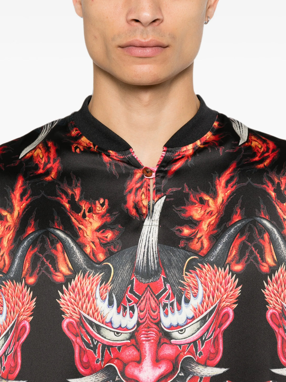 Y-3 Y-3 red satin graphic T-shirt coloris Black - vue 5