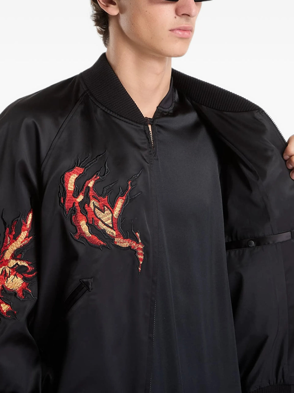 Y-3 embroidered zip-up jacket coloris Black - vue 5