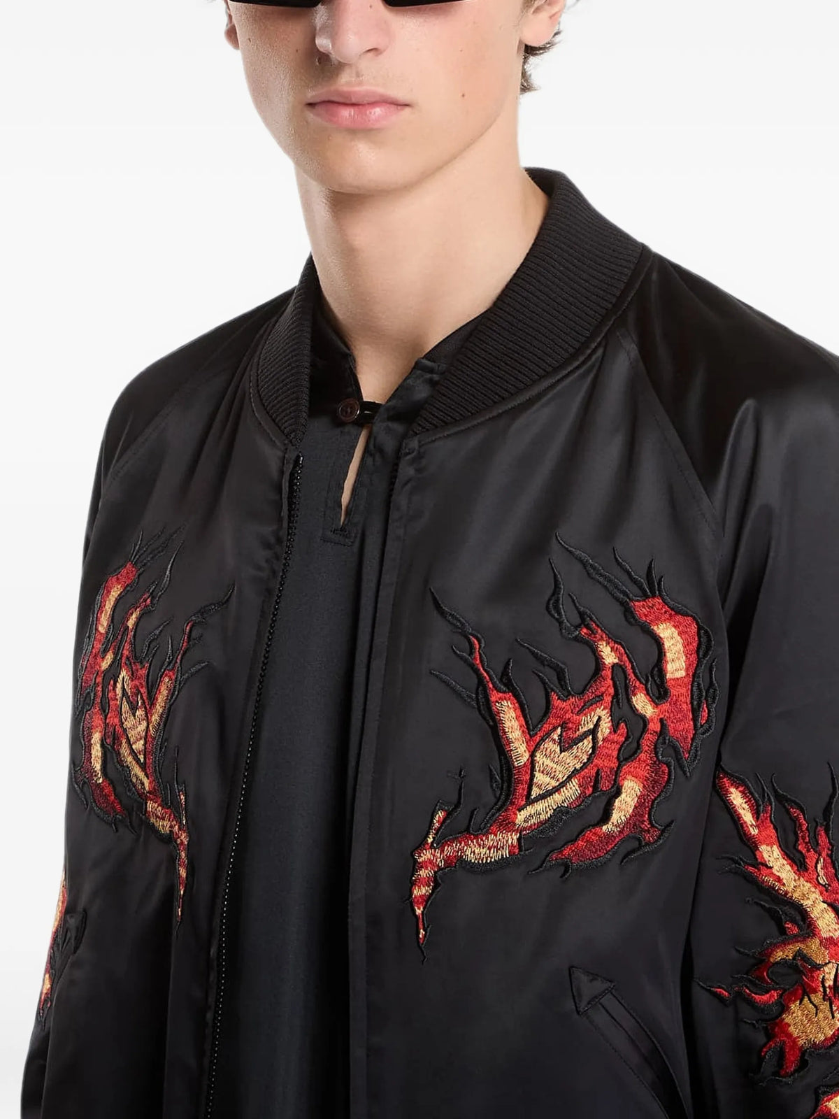 Y-3 embroidered zip-up jacket coloris Black - vue 4