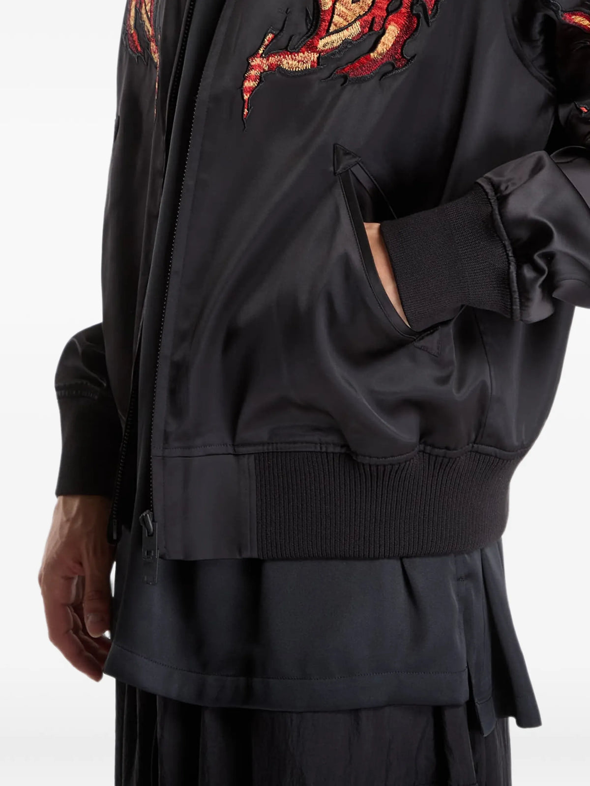 Y-3 embroidered zip-up jacket coloris Black - vue 3
