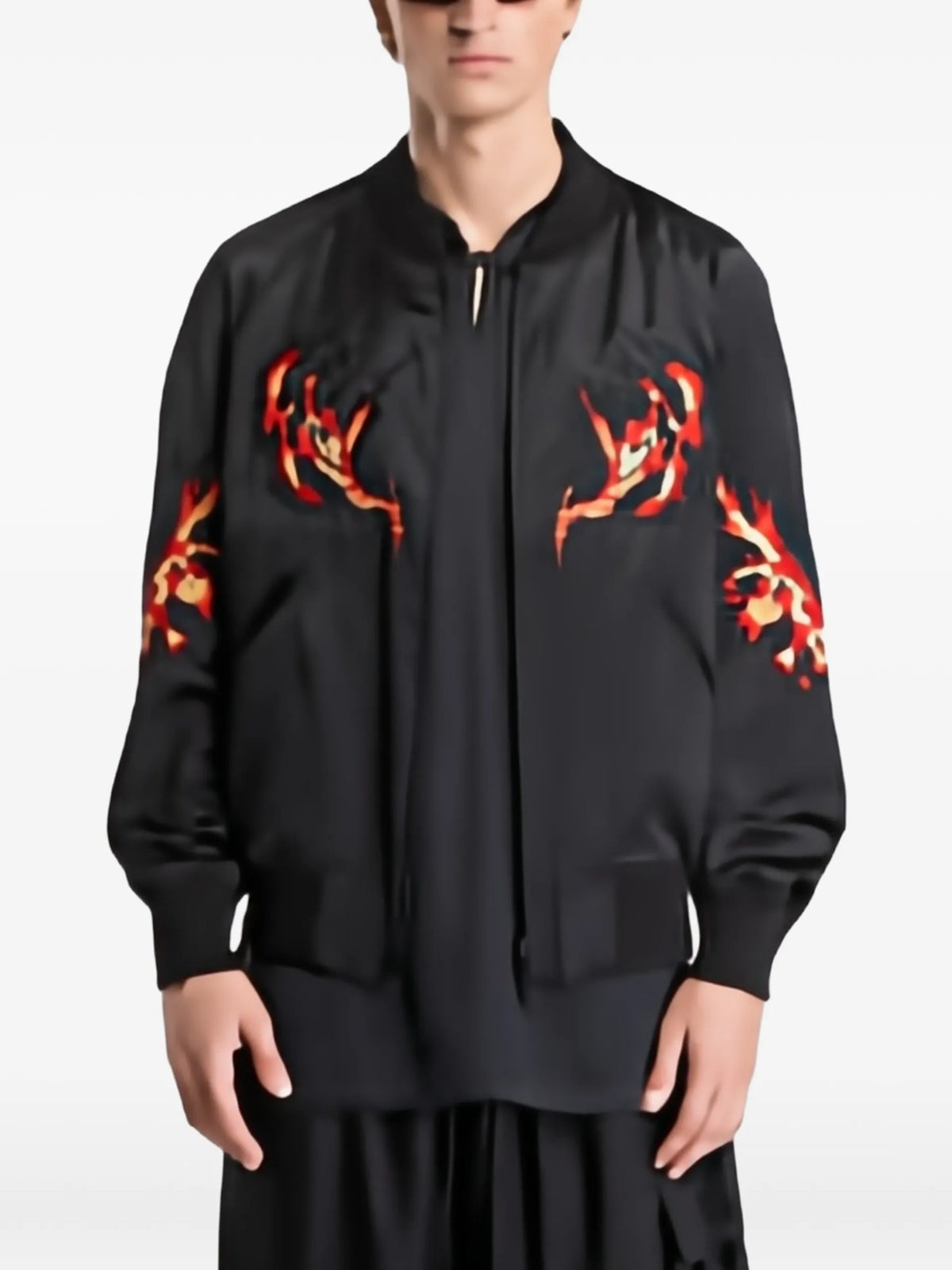 Y-3 embroidered zip-up jacket coloris Black
