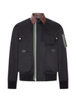 sacai leather-trimmed utility bomber jacket coloris Black