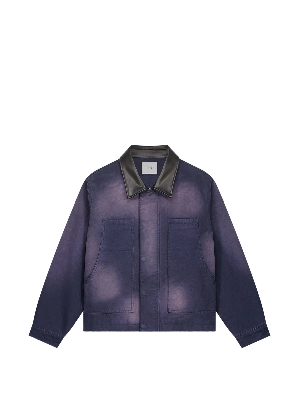 Arte Antwerp faded-effect leather-collar denim jacket coloris Blue