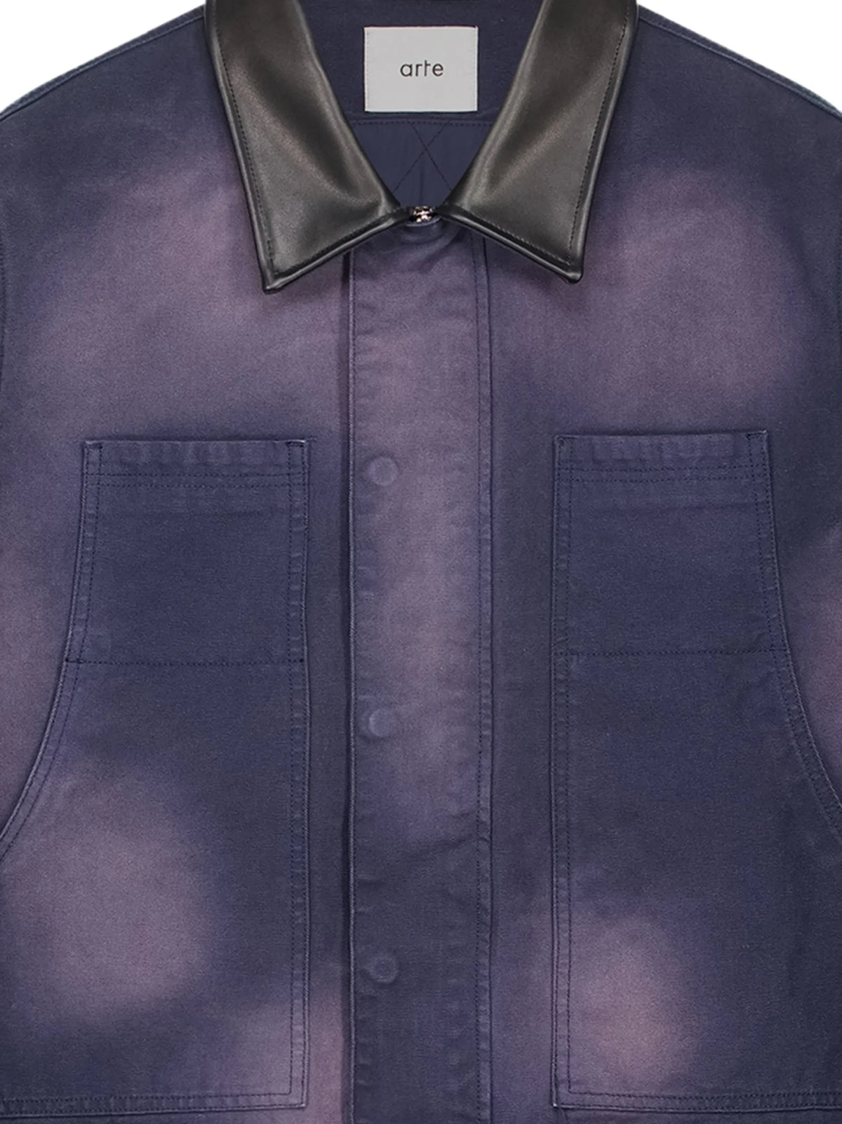 Arte Antwerp faded-effect leather-collar denim jacket coloris Blue - vue 2