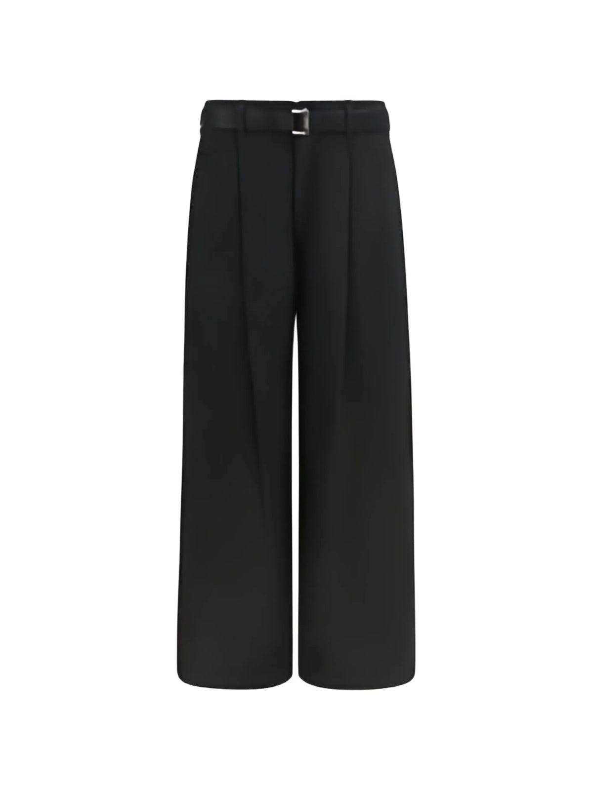 sacai belted pleated trousers coloris Black