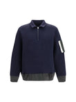 sacai half-zip polo shirt coloris Blue