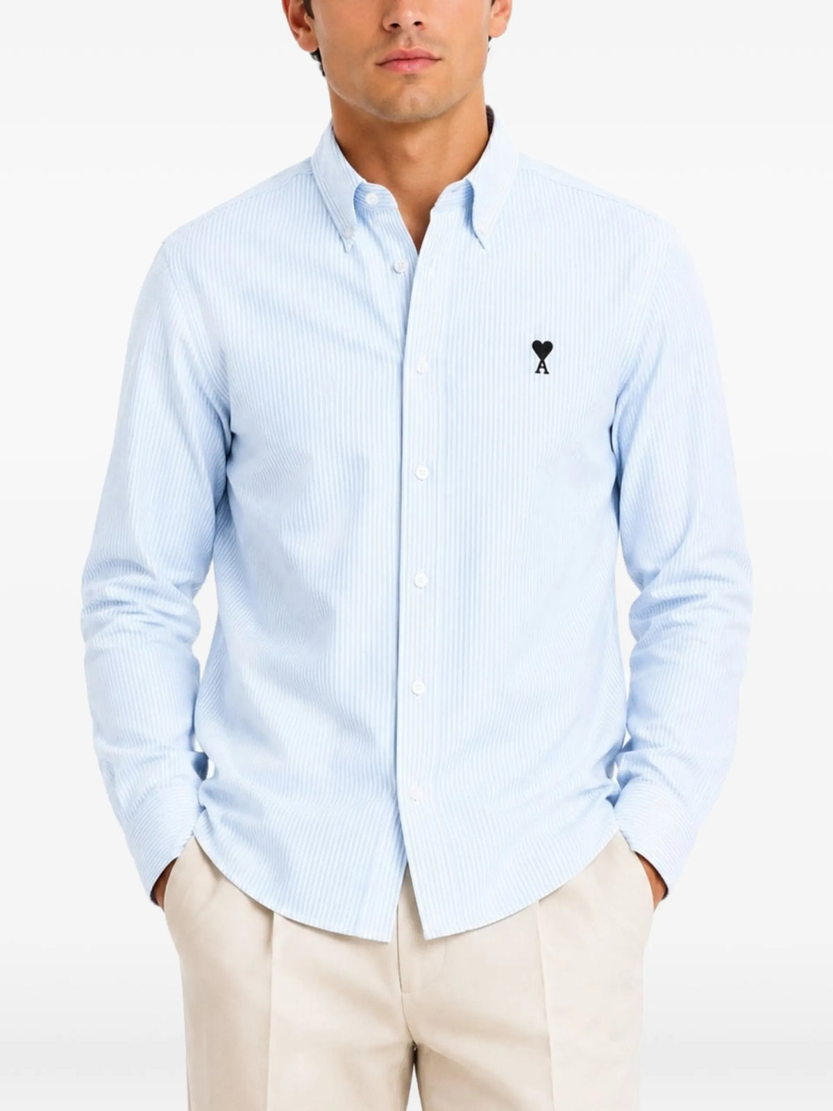 AMI Paris Ami de Coeur striped shirt coloris Blue - vue 2