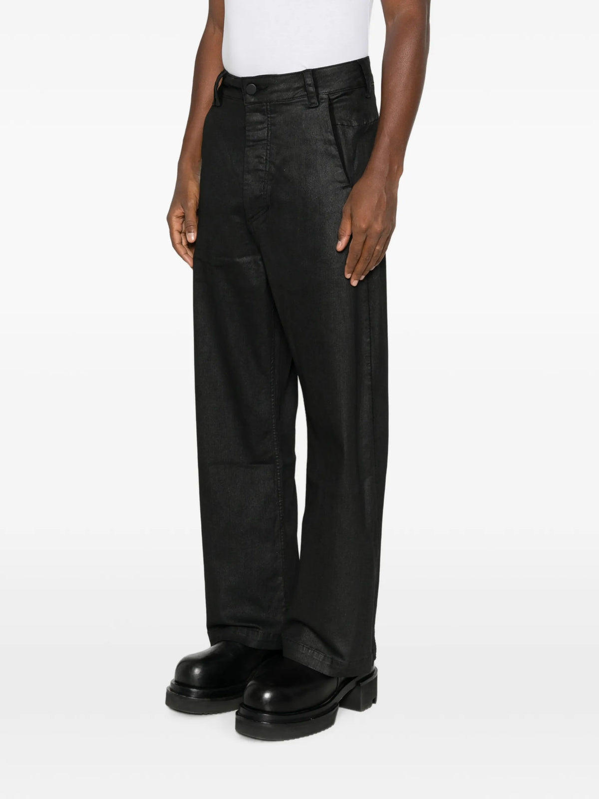 Thom Krom coated straight-leg trousers coloris Black - vue 3