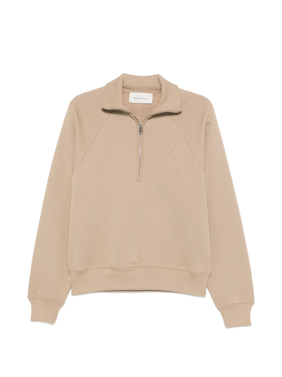 AMI Paris quarter-zip raglan-sleeve sweatshirt coloris Neutrals