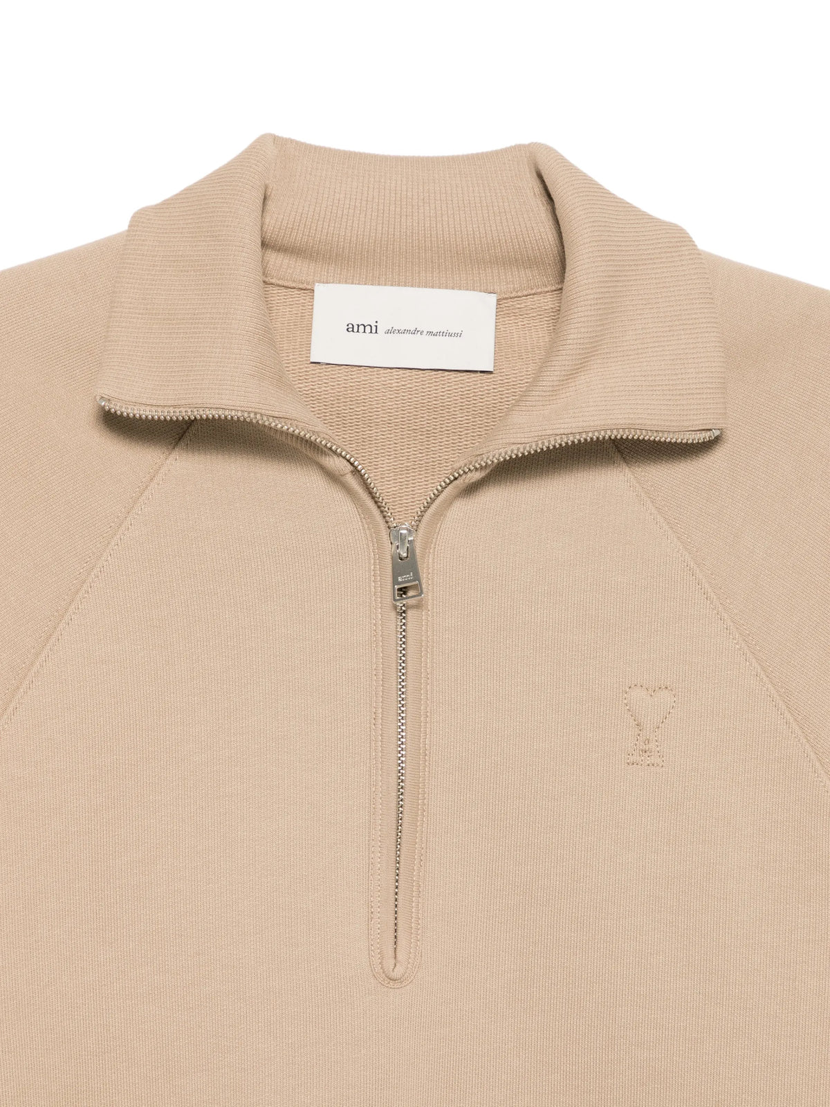 AMI Paris quarter-zip raglan-sleeve sweatshirt coloris Neutrals - vue 3