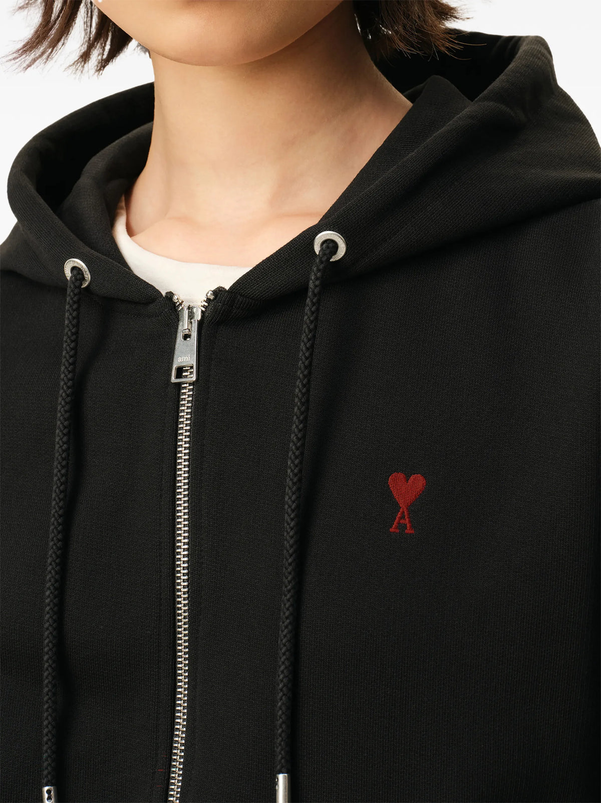 AMI Paris Ami de Coeur zip-up hoodie coloris Black - vue 7