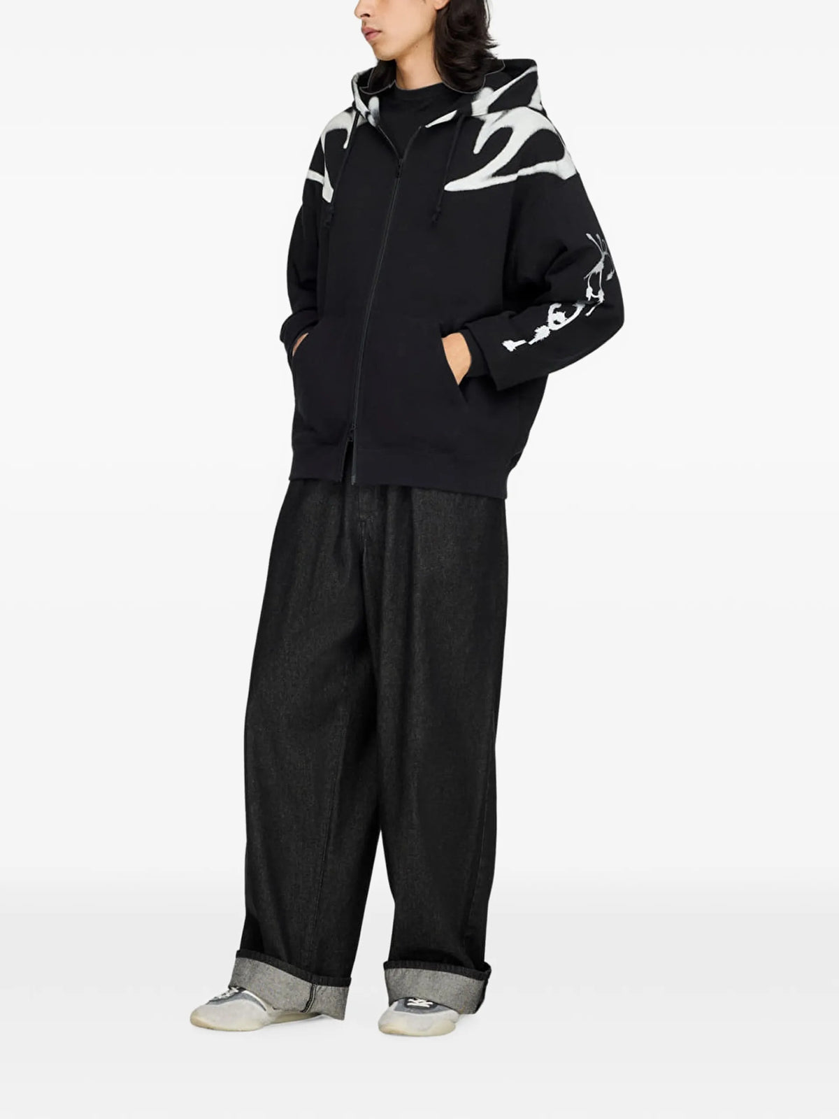 Y-3 chito graphic french-terry zip hoodie coloris Black - vue 3