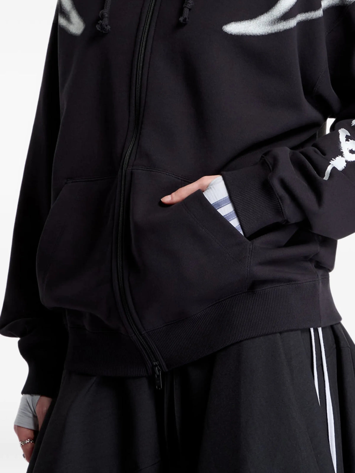 Y-3 chito graphic french-terry zip hoodie coloris Black - vue 6