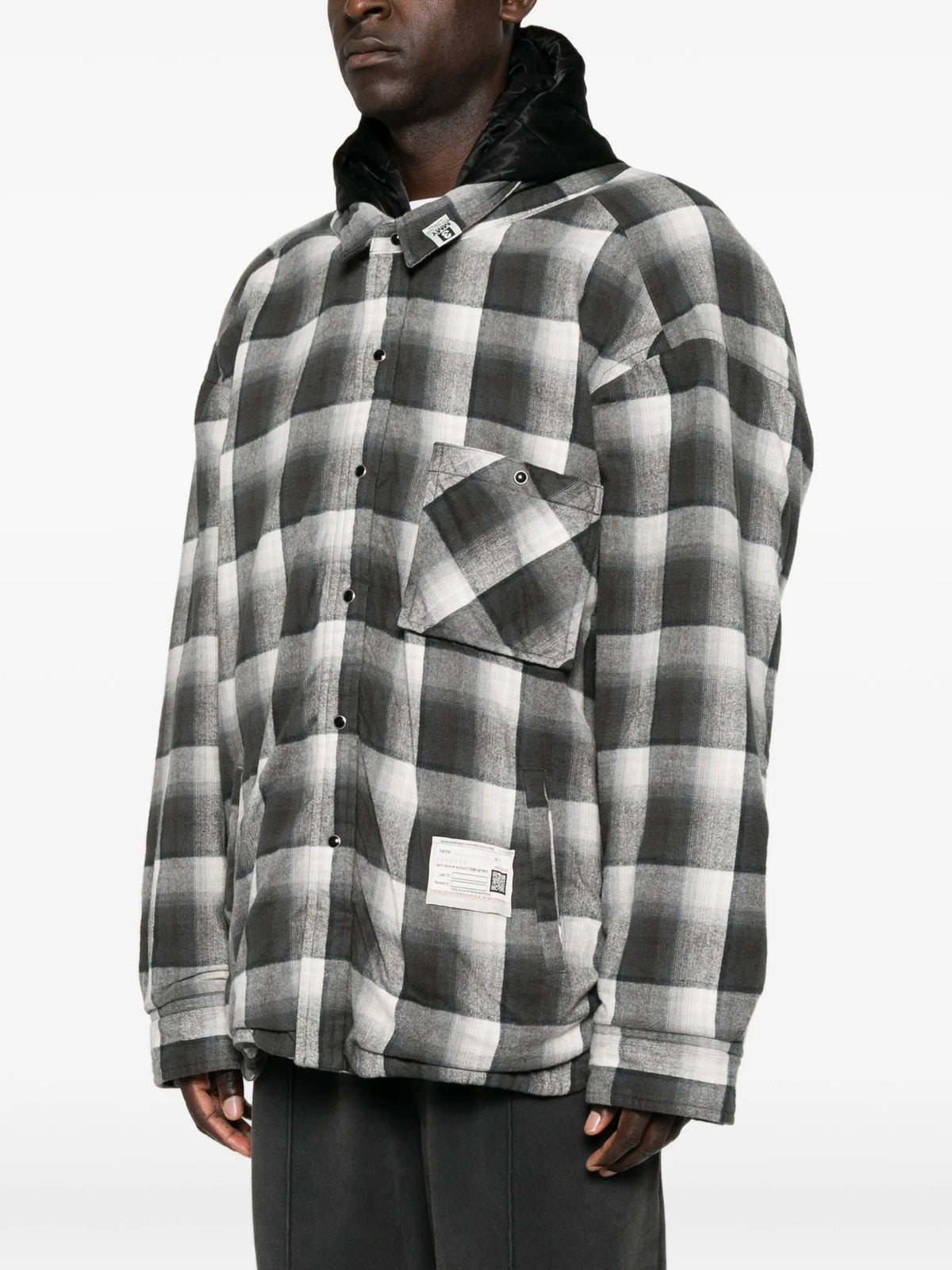 Maison MIHARA YASUHIRO check-pattern hooded jacket coloris Black - vue 3