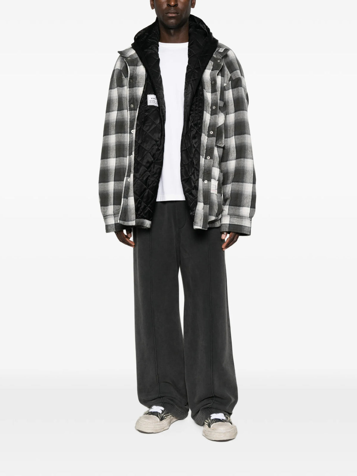 Maison MIHARA YASUHIRO check-pattern hooded jacket coloris Black - vue 2