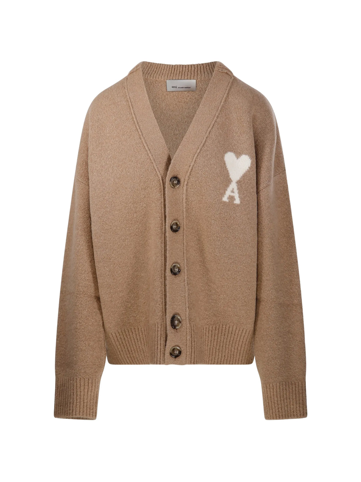 AMI Paris alpaca cardigan with Ami de Coeur coloris Neutrals