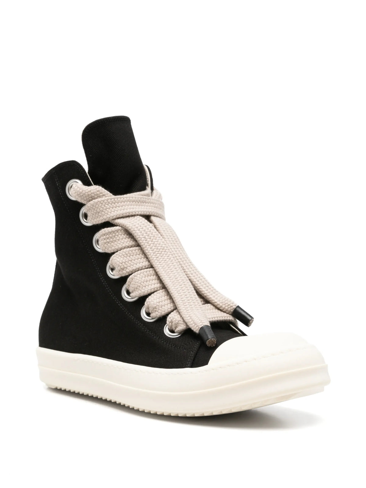 Rick Owens DRKSHDW Tower Jumbolace sneaks in 13oz overdyed denim coloris Black - vue 2
