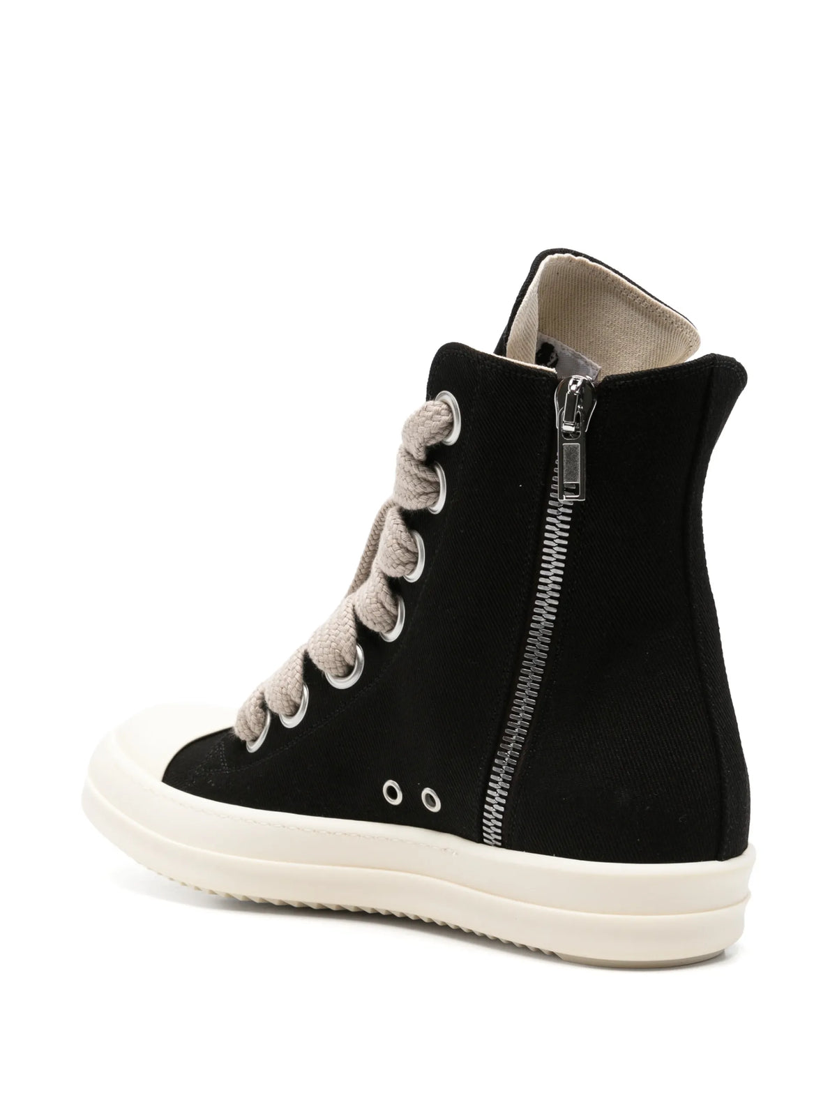 Rick Owens DRKSHDW Tower Jumbolace sneaks in 13oz overdyed denim coloris Black - vue 3
