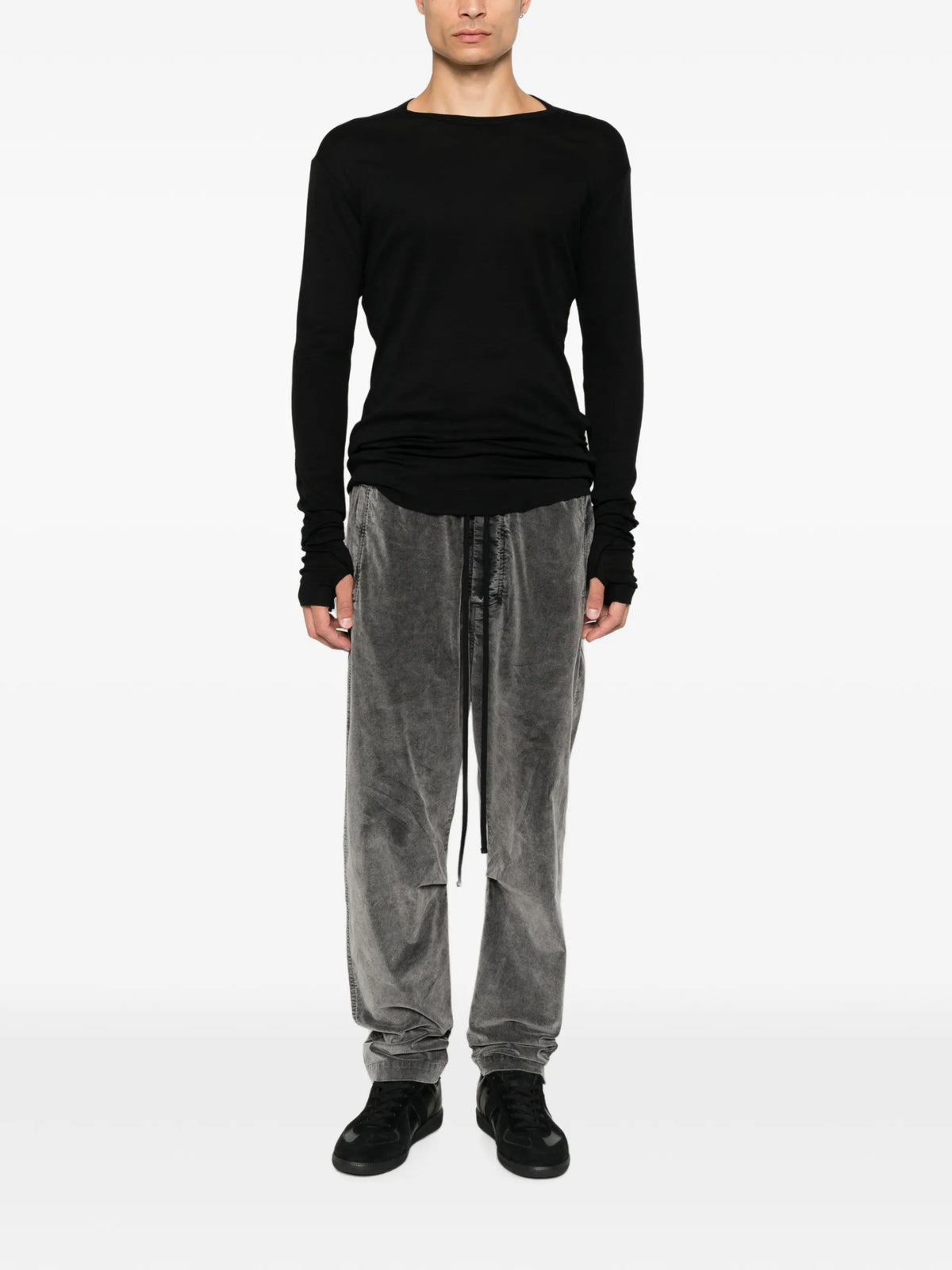 Thom Krom faded-effect drawstring trousers coloris Grey - vue 2