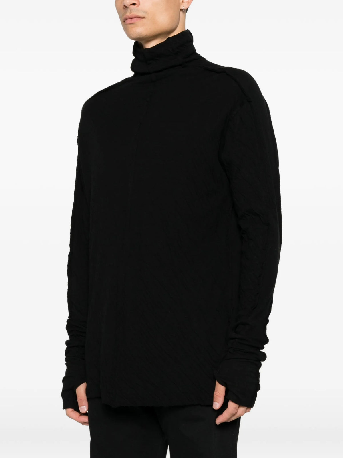 Thom Krom high-neck raw-edge jumper coloris Black - vue 3