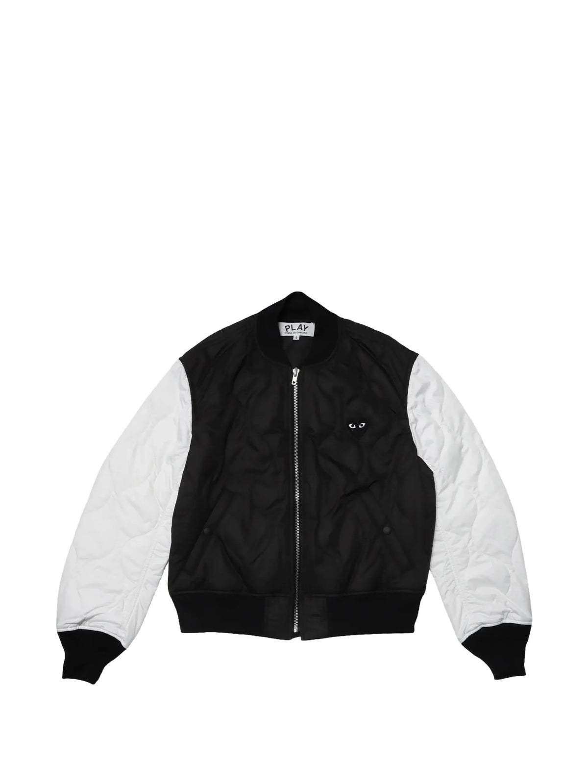 Comme Des Garçons Play Heart logo quilted bomber jacket coloris Black